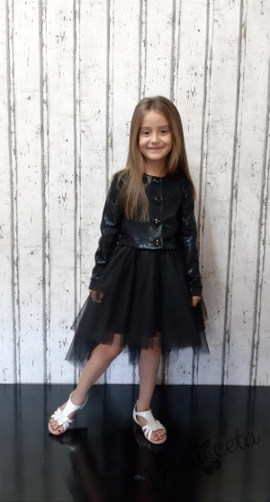 Детско късо сако в черно с нежни орнаменти 5