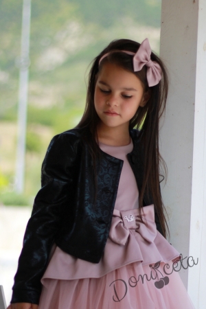Детско късо сако в черно с нежни орнаменти 6