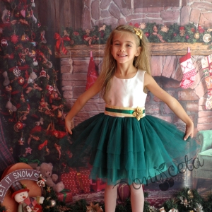 Официална детска рокля в зелено 