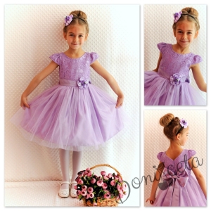 Официална детска рокля в Златина в лилаво с тюл 