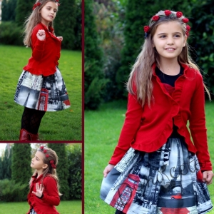 Children's cardigan in red with curls