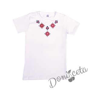 Дамска тениска/блузка с къс ръкав с фолклорни/етно мотиви от колекция Майки и дъщери