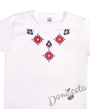 Дамска тениска/блузка с къс ръкав с фолклорни/етно мотиви от колекция Майки и дъщери