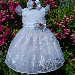 Детска и бебешка рокля в бяло за сватба, кръщене, шаферка или рожден ден 