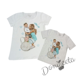 Дамска тениска/блузка с къс ръкав в бяло "Momlife" от колекция "Майки и дъщери"
