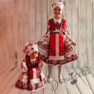 Детска рокля за момиче-тип народна носия с фолклорни мотиви 