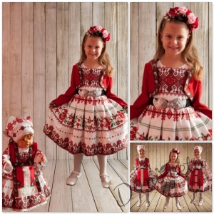 Детска рокля за момиче тип народна носия с фолклорни мотиви и  диадема НН2