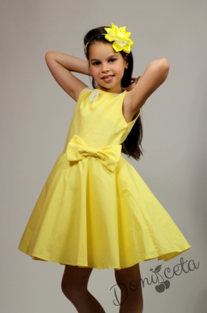 Официална или ежедневна детска рокля в жълто тип клош с цветчета Кери 4