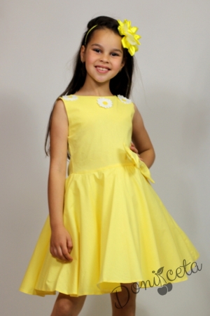 Официална или ежедневна детска рокля в жълто тип клош с цветчета Кери 5