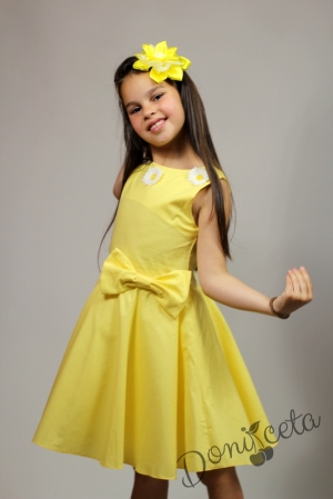 Официална или ежедневна детска рокля в жълто тип клош с цветчета Кери 10