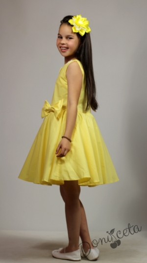 Официална или ежедневна детска рокля в жълто тип клош с цветчета Кери 13