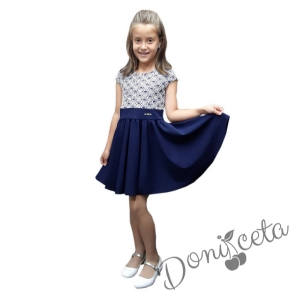 Официална или ежедневна детска рокля с къс ръкав в тъмносиньо Анисия 