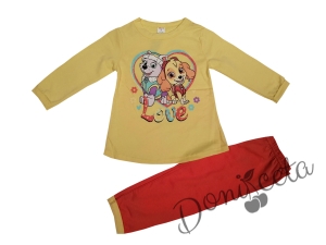 Детска пижама  в жълто и оранжево с картинка на Скай и Еверест