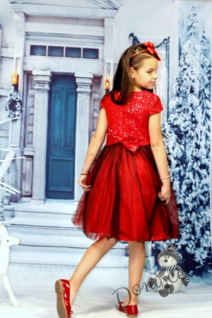 Детска празнична рокля в червенко