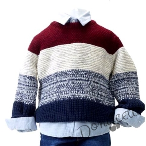 Стилен детски плетен пуловер за момче