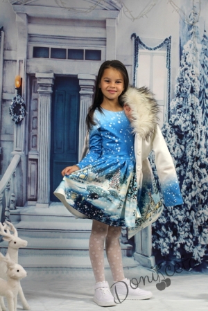 Зимно палто с рокля със зимна картинка