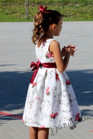 Children's flower dress with bolero in burgundy