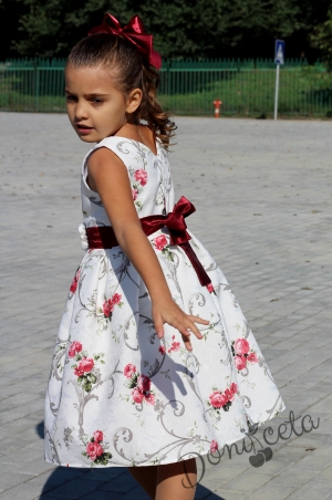 Children's flower dress with bolero in burgundy