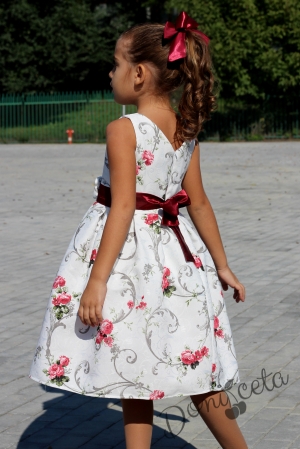 Children's flower dress with bolero in burgundy