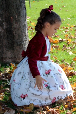 Children's flower dress with bolero in burgundy