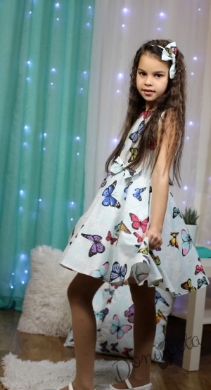 Детска памучна рокля цветни пеперудки