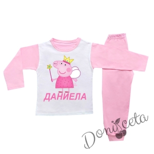 Детска/бебешка пижама с прасето Пепа и име за момиче 