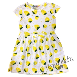 Детска  лятна рокля в бяло с ягодки в жълто 87748877