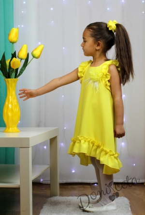 Официална или ежедневна детска рокля в жълто с къдрички 5