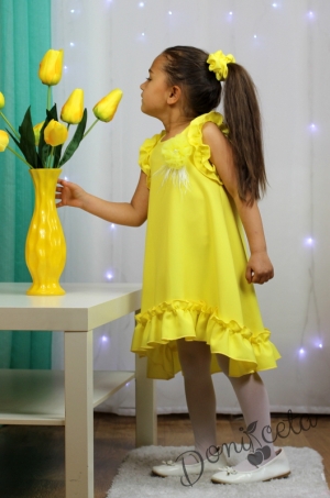 Официална или ежедневна детска рокля в жълто с къдрички 6