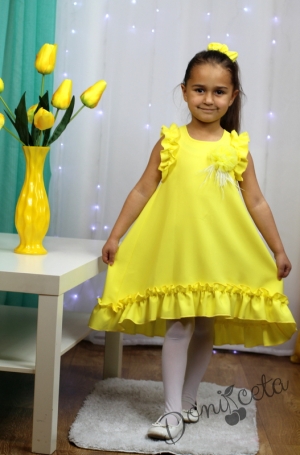 Официална или ежедневна детска рокля в жълто с къдрички 7