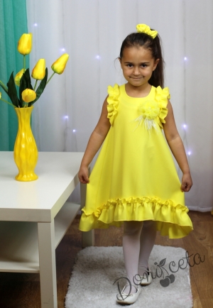 Официална или ежедневна детска рокля в жълто с къдрички 8