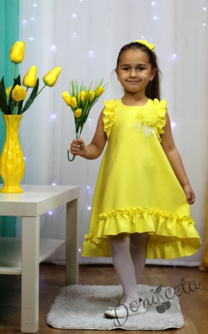 Официална или ежедневна детска рокля в жълто с къдрички 9