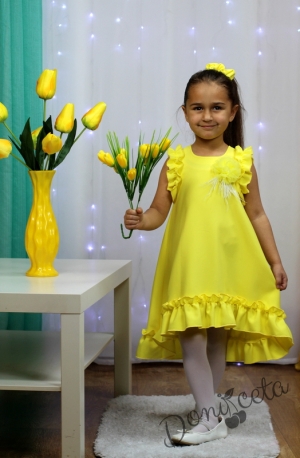Официална или ежедневна детска рокля в жълто с къдрички 10