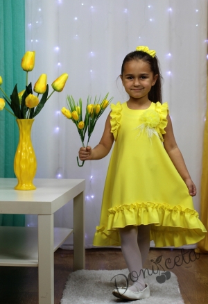 Официална или ежедневна детска рокля в жълто с къдрички 11