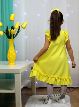 Официална или ежедневна детска рокля в жълто с къдрички 13