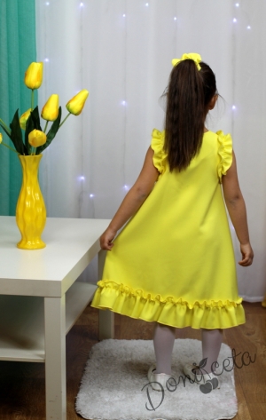 Официална или ежедневна детска рокля в жълто с къдрички 14