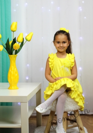 Официална или ежедневна детска рокля в жълто с къдрички 18