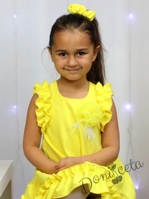 Официална или ежедневна детска рокля в жълто с къдрички 19