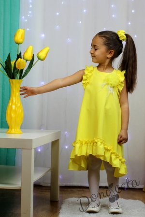Официална или ежедневна детска рокля в жълто с къдрички 20