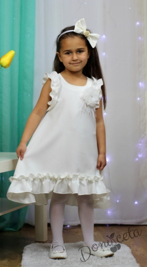 Официална /ежедневна детска рокля в екрю с къдрички 1