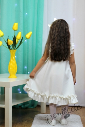 Официална /ежедневна детска рокля в екрю с къдрички 5