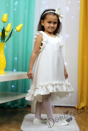 Официална /ежедневна детска рокля в екрю с къдрички 9