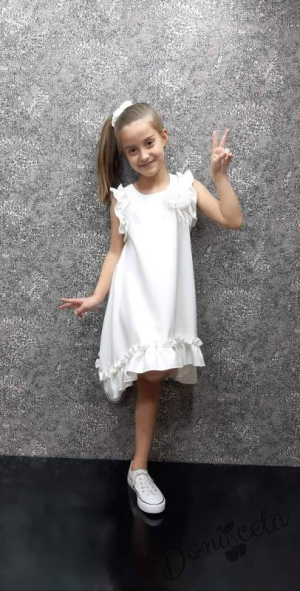 Официална /ежедневна детска рокля в екрю с къдрички 12