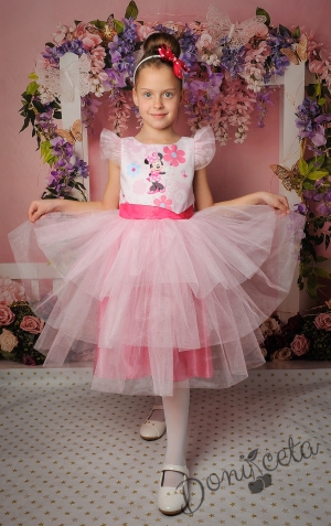 Официална детска рокля в розово тюл 288-255ММ