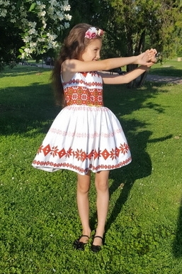 Детска рокля с фолклорни/етно мотиви тип народна носия без ръкав 889543