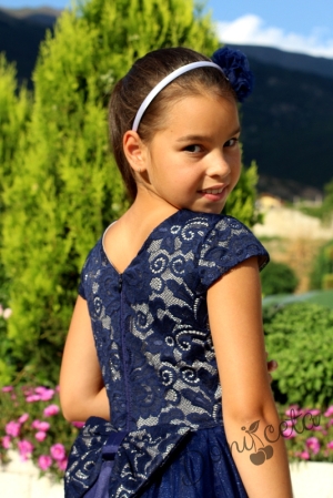Официална детска рокля от дантела в тъмносиньо Крис 8365489