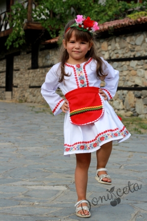 Детска народна носия 17-комплект пола, риза и престилка с фолклорни/етно мотиви 