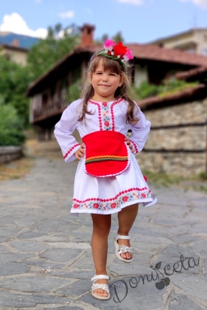 Детска народна носия 17-комплект пола, риза и престилка с фолклорни/етно мотиви 