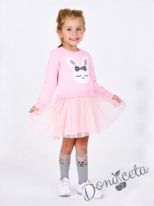 Детска рокля в розово със зайче 528247