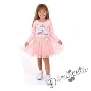 Детска рокля в розово с коте 547771